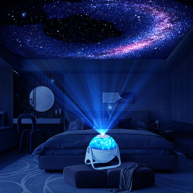 Kosmische sterrenprojector creëert een magische sterrenhemel en galaxy nevel in de slaapkamer.