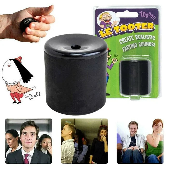 Compacte rubberen pooter voor hilarische, realistische scheetgeluiden; ultiem grap speelgoed.