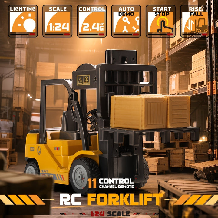 Fantastisch cadeau: robuuste RC heftruck met licht en aanhanger, schaalmodel voor kinderen.