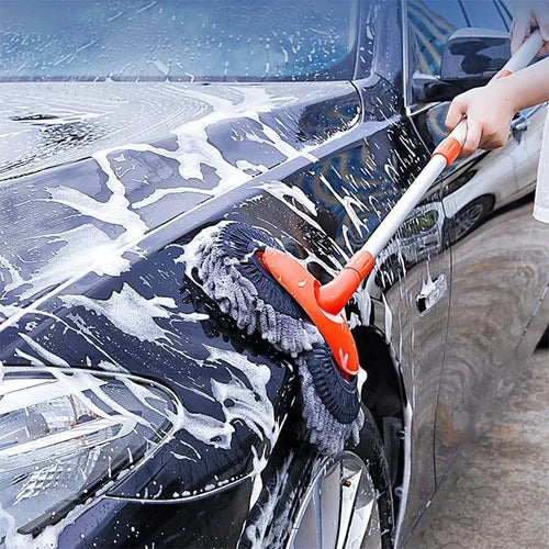 Opvouwbare autowasborstel met dubbele kop, ideaal voor grondige en krasvrije autoreiniging.