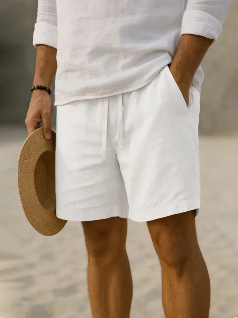 Heren plissé shorts met elastische tailleband, ideaal voor zomercomfort en casual looks.