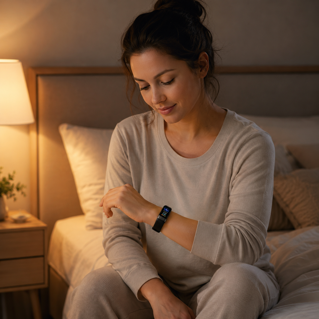 Robuuste unisex slimme armband op mannenpols. Meet hartslag, bloeddruk & slaap. Complete gezondheids-smartwatch.