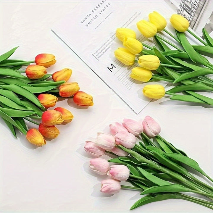 Set van 15 kunsttulpen, creëer een weelderig bloemstuk zonder water of verzorging.