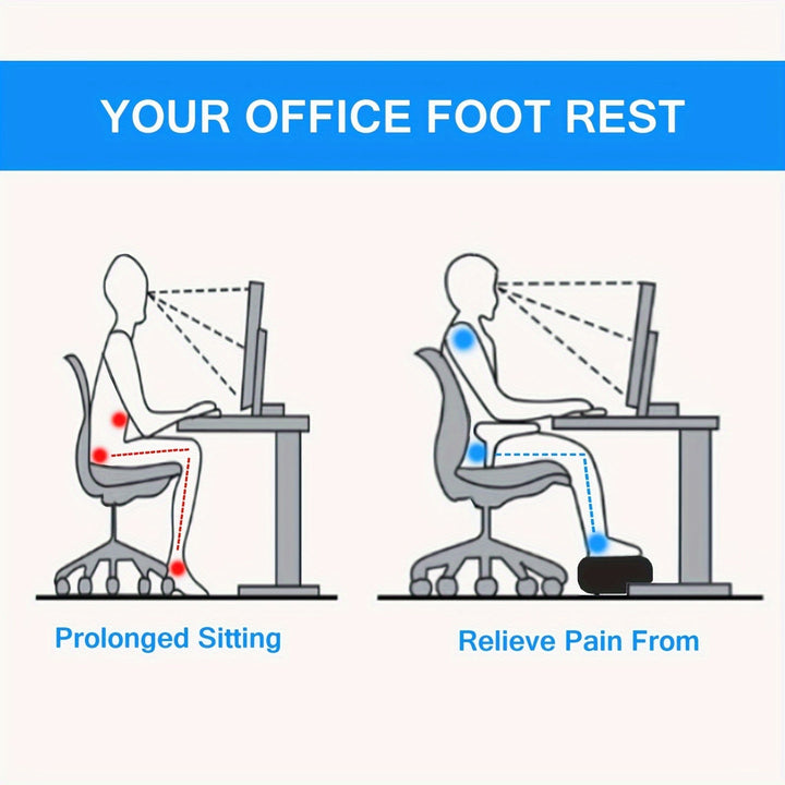 Zachte geheugenschuim voetensteun voor ultiem comfort en ergonomische ondersteuning van je voeten en benen.