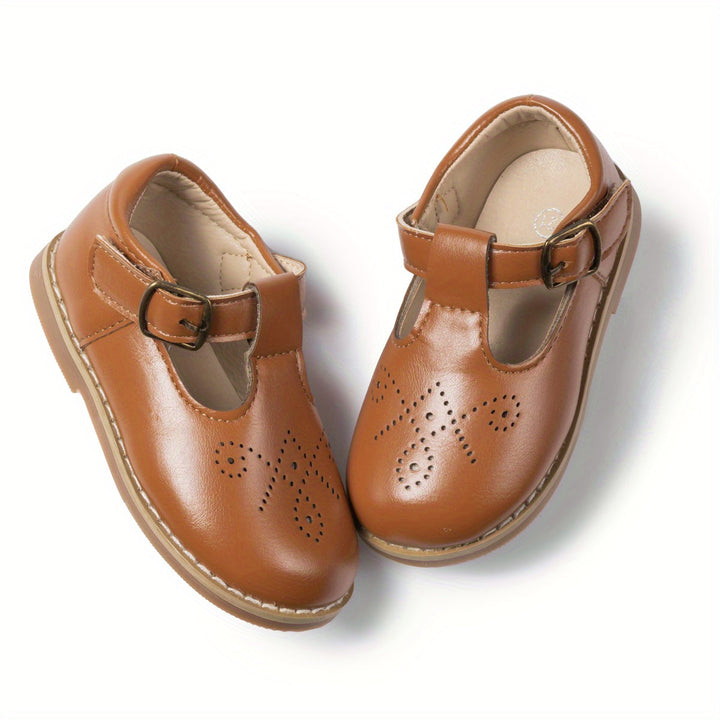 Meisjes anti-slip platte schoenen in vintage stijl, bieden veilige grip en dagelijks comfort voor kinderen.