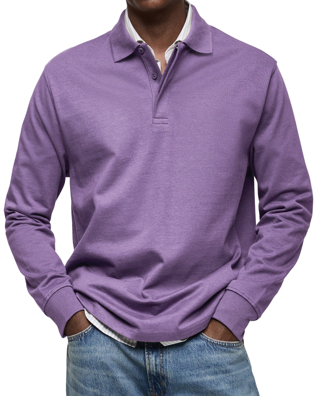 Heren polo lange mouwen, comfortabel voor koelere dagen, combineert stijl met functionaliteit.