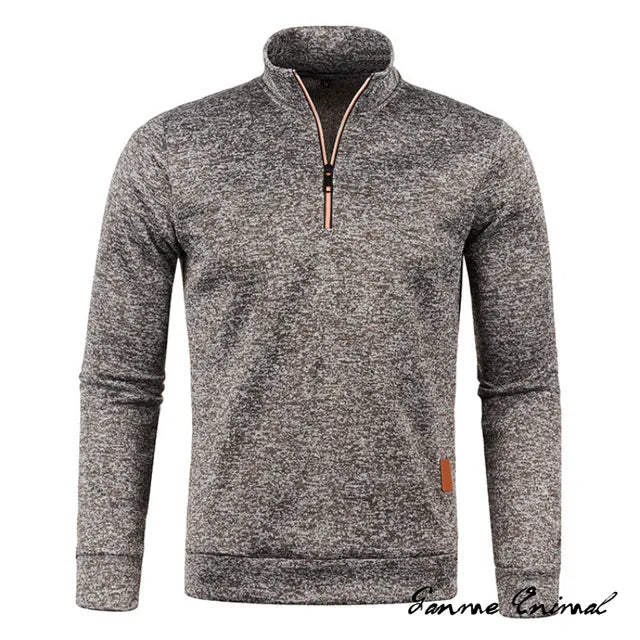 Modieuze heren trui met hoge kraag en rits, ideaal voor wintercomfort en casual mode.