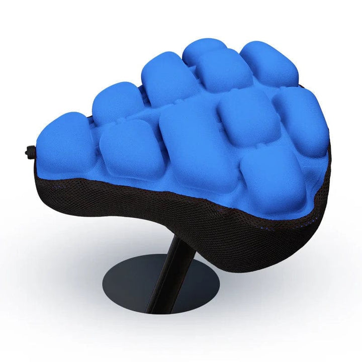 Zijaanzicht van AirSeat schokdempend fietszadel met ergonomische vorm en dikke vulling voor superieur comfort.