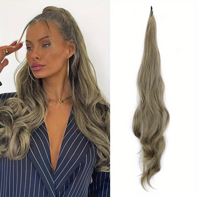 Brunette 'Selena' wrap-around paardenstaart, perfect als damesaccessoire voor lang en golvend volumehaar.