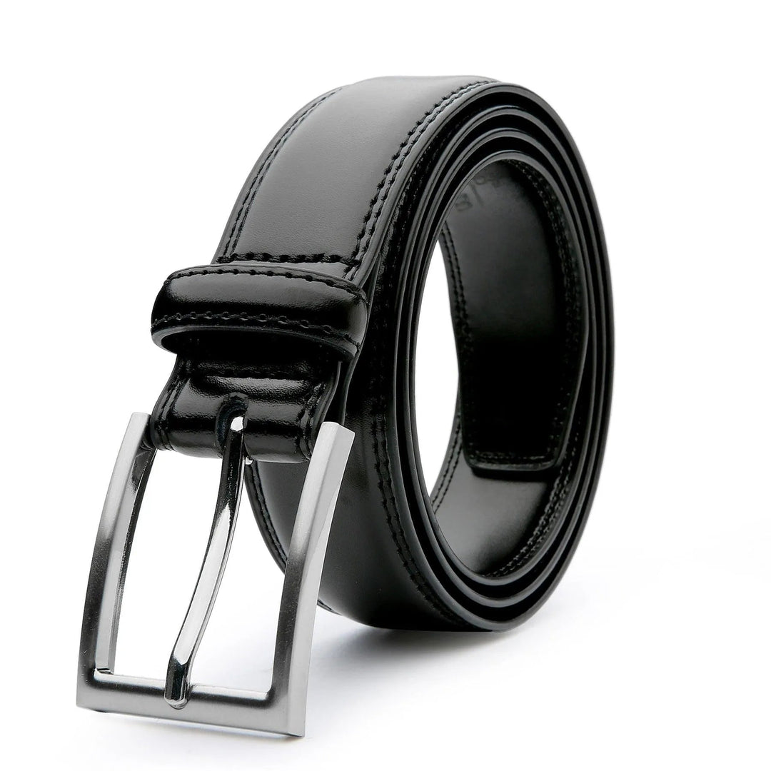Premium zwarte herenriem van echt leer, een tijdloze accessoire voor elke garderobe.