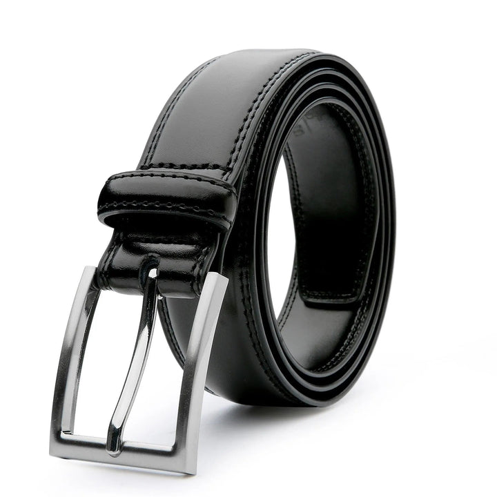Premium zwarte herenriem van echt leer, een tijdloze accessoire voor elke garderobe.