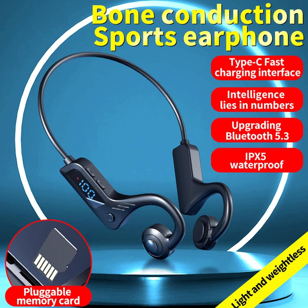 Bluetooth draadloze open-oor hoofdtelefoon met botgeleiding, perfect voor muziek en handsfree bellen.