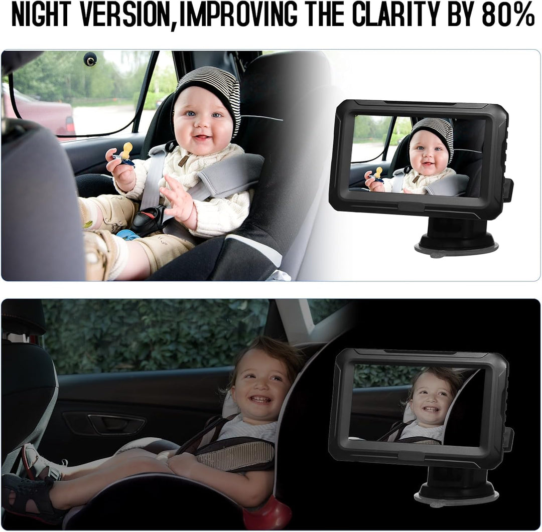 Solvian baby autospiegel met camera & 4,3 inch display. Essentieel autogadget voor ouders en baby veiligheid.