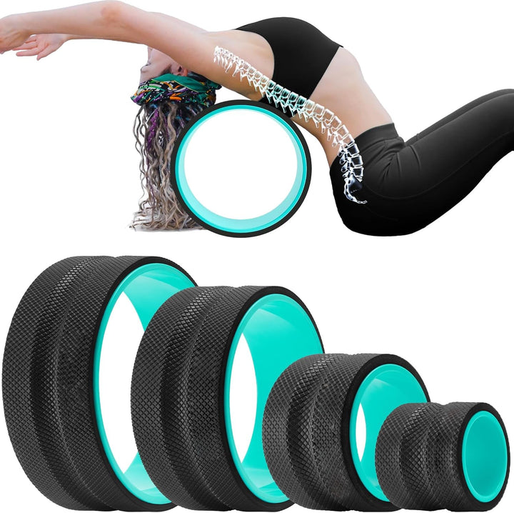 Artheva rugroller set (4 wielen) & yogablokken voor diepe rugmassage, flexibiliteit en rugpijnverlichting.