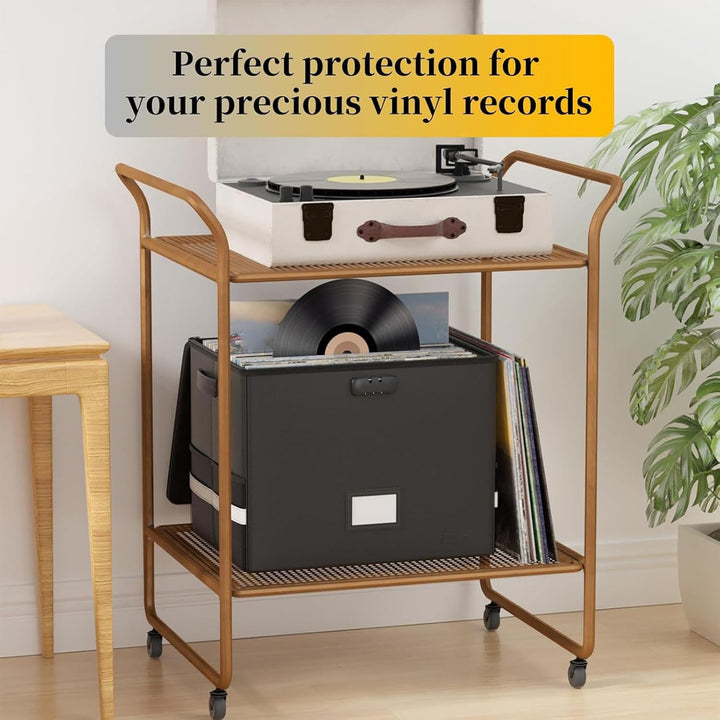 Ruime opbergdoos voor vinylplaten. Organiseer 150+ 12-inch LP's in deze waterdichte, brandwerende koffer.