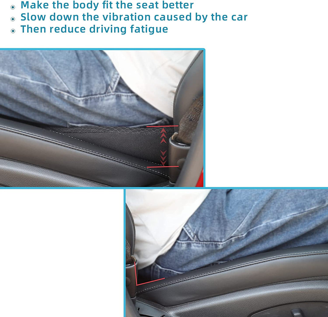 Verhogend zitkussen voor de auto; helpt volwassenen voor een ergonomische en veilige rijpositie.