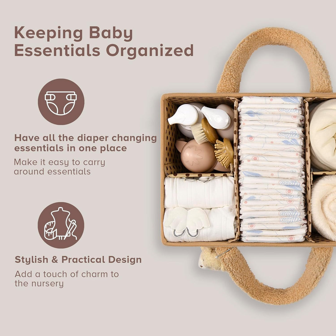Zachte sherpa organizer, een onmisbaar item voor elke kersverse ouder met een baby.