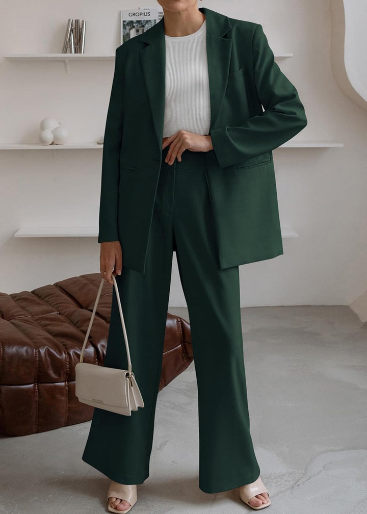 Casual chic Mia dames set: oversized blazer en pantalon voor een modieuze twist.