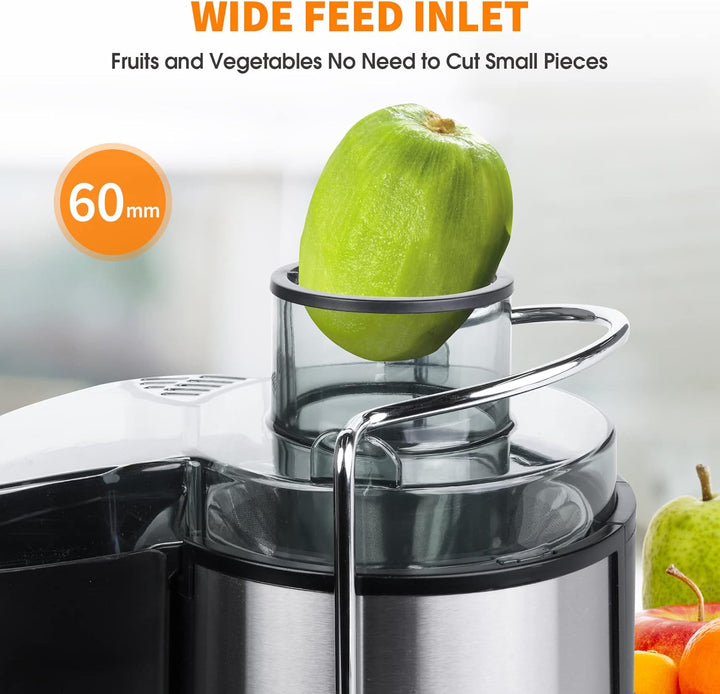 JuicePro sapcentrifuge, koudpers technologie. Geniet van voedzaam vers sap, snel en stil. Met een handig rvs-filter.