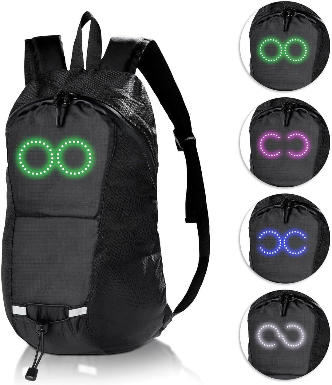 Duurzame reisrugzak met LED-verlichting, waterbestendig, maakt je zichtbaar en stijlvol.