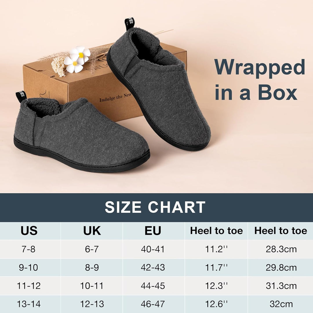 Zwarte Noah heren winterpantoffels, met warme voering en antislip zool.