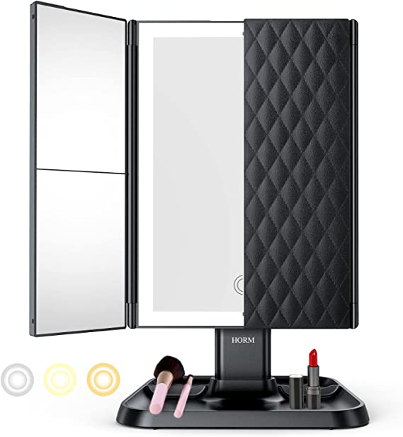 Draagbare make-up spiegel met USB oplaadbare LED-verlichting; essentieel voor schoonheid en cosmetica onderweg.