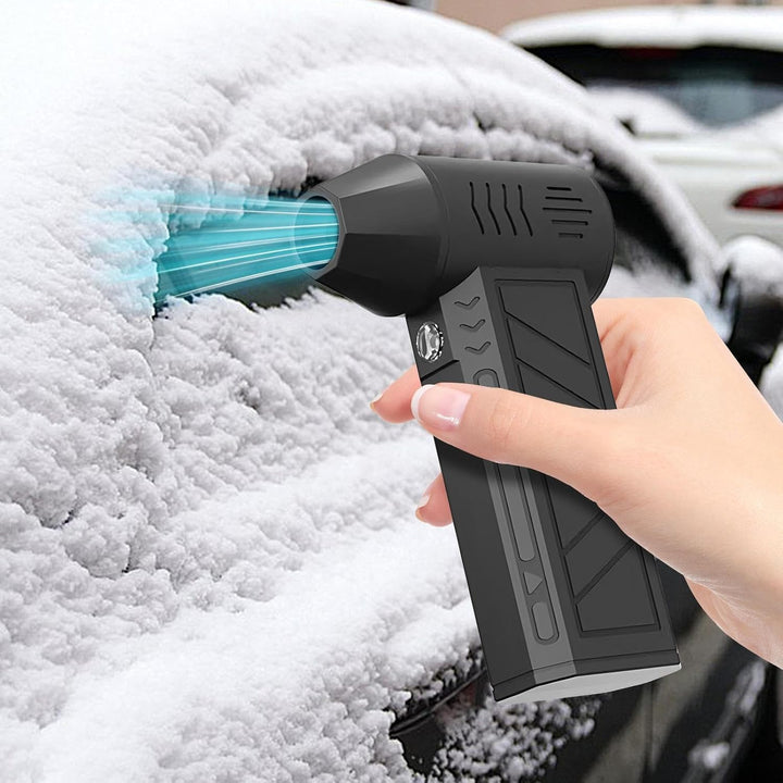 Handheld elektrische luchtblazer Nivaro, perfect voor het reinigen van toetsenborden en pc's.