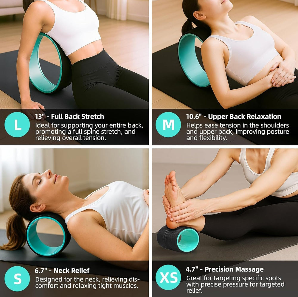 Artheva rugroller met 4 wielen voor diepe rugmassage, stretching en spierontspanning.