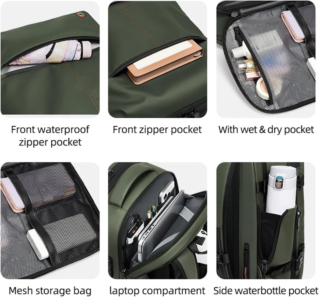 Arvid reisrugzak van oxforddoek, waterdicht en antidiefstal, uitbreidbaar voor elke trip.
