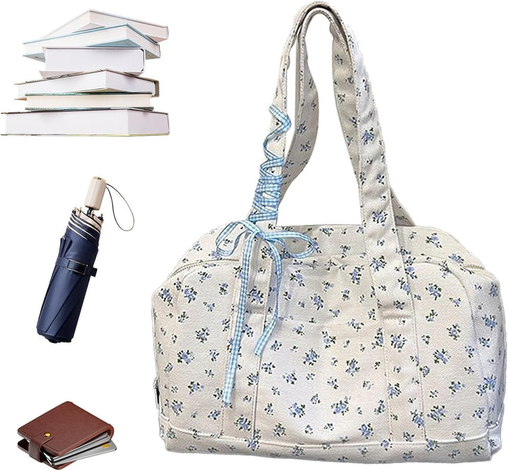 Canvas duffle bag dames, grote weekendtas met stijlvol lint, veelzijdig voor reizen.