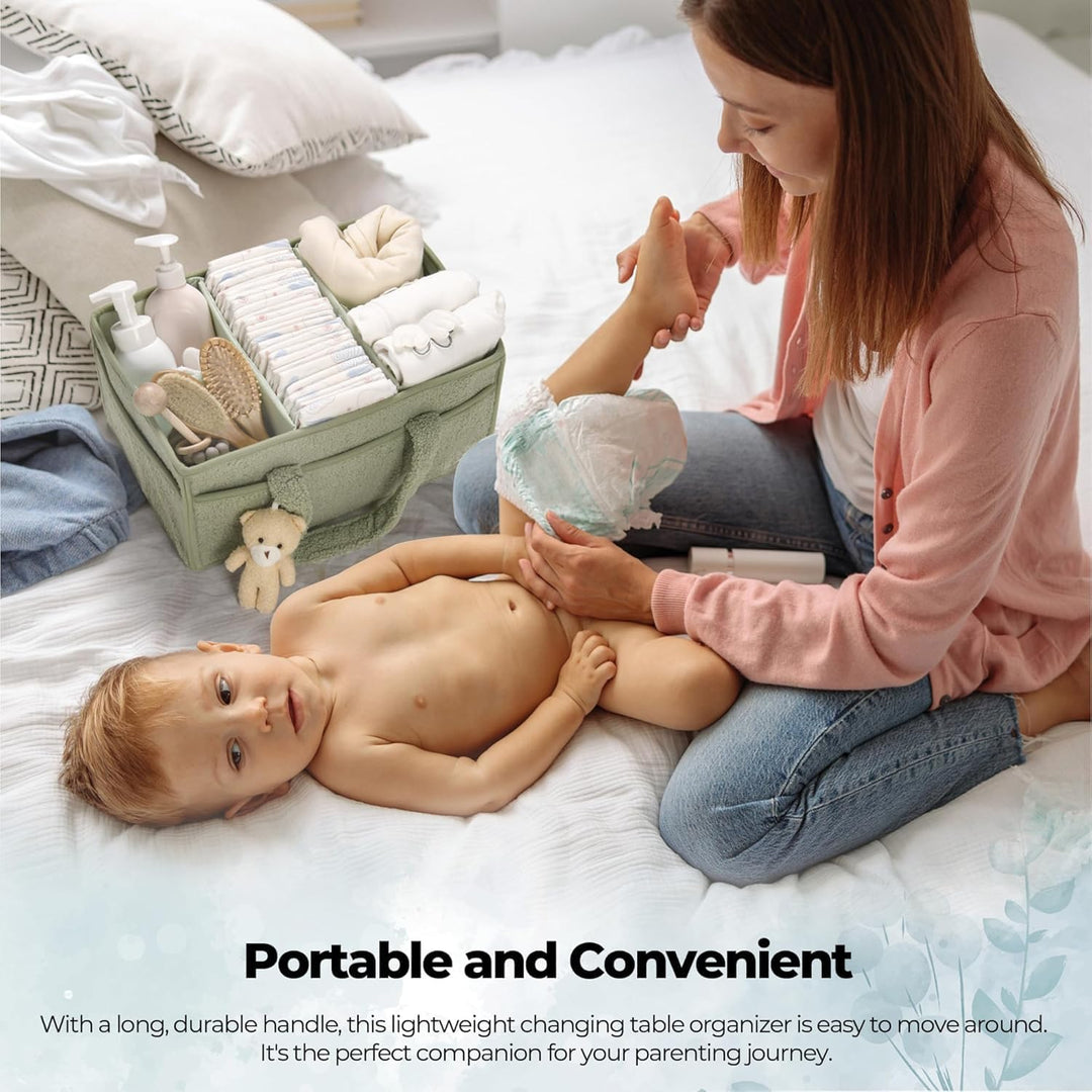 Roze sherpa opbergmand voor baby's, pluche luiertas organizer voor reizen.