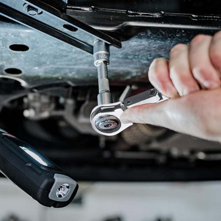 Torvex Double Drive ratelmoersleutel set met flexibele kop, staal, universeel gereedschap voor reparatie.