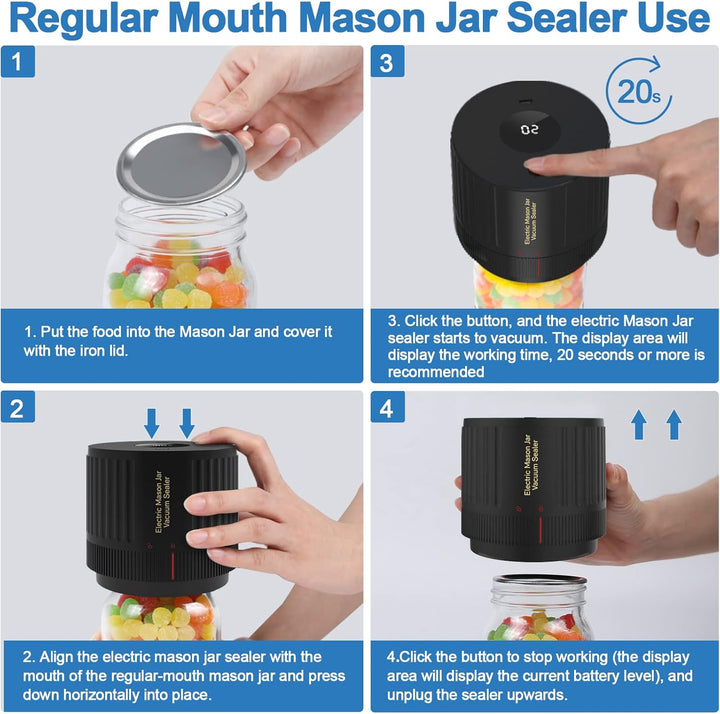 Duurzame voedseloplossing: elektrische vacuümsealer kit voor Mason jars, vermindert voedselverspilling.