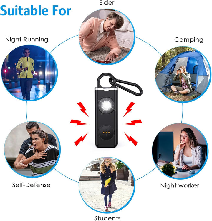 Compact persoonlijk alarm sleutelhanger, makkelijk mee te nemen voor directe veiligheid.