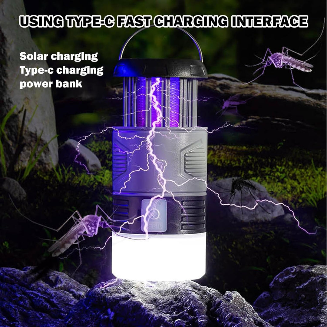 Vliegenval lamp op zonne-energie met UV, perfect voor buitengebruik; houdt vliegen en muggen weg.