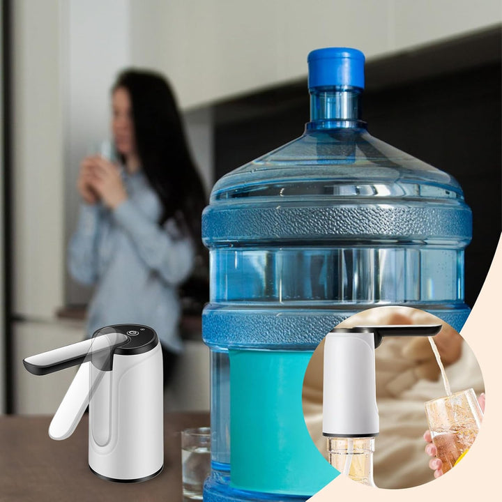 Compacte draagbare waterpomp met USB-oplaadfunctie, ideaal voor kantoor en thuisgebruik.