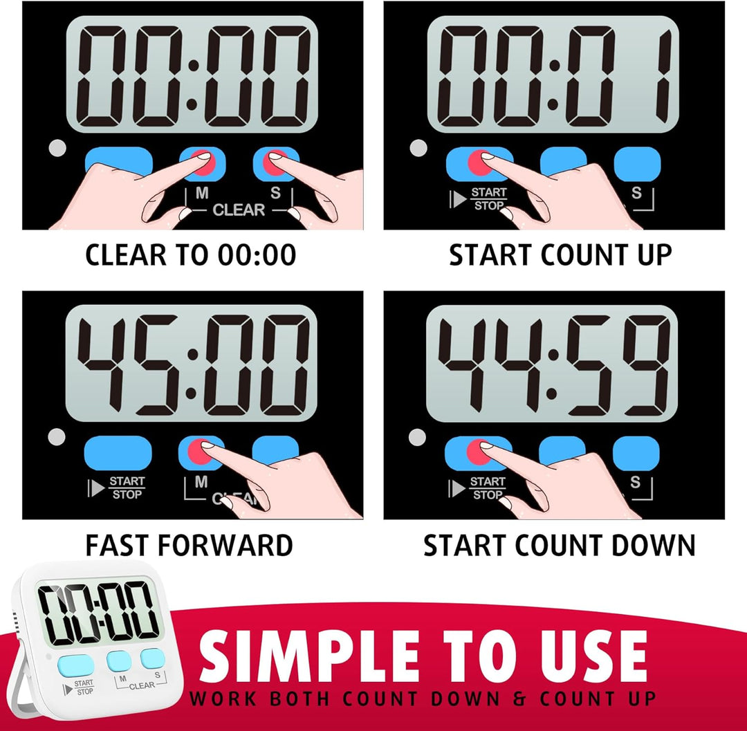 Veelzijdige digitale keukentimer, bruikbaar voor koken, bakken en andere huishoudelijke taken.