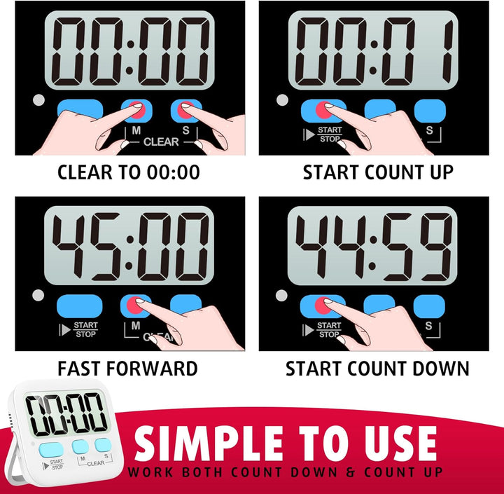 Veelzijdige digitale keukentimer, bruikbaar voor koken, bakken en andere huishoudelijke taken.