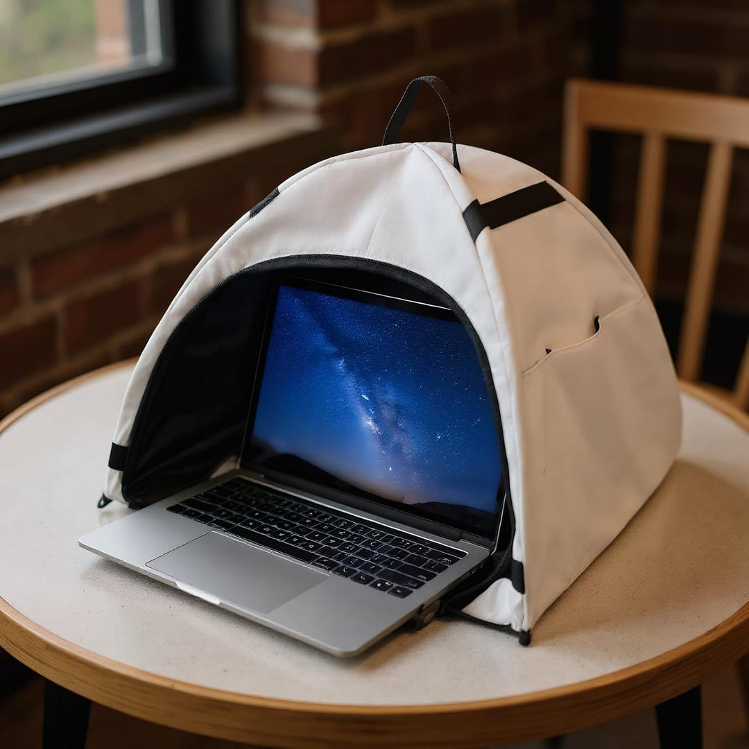 Verbeter je productiviteit met dit draagbare laptop zonnescherm (13-16 inch) en geniet van privacy tent.