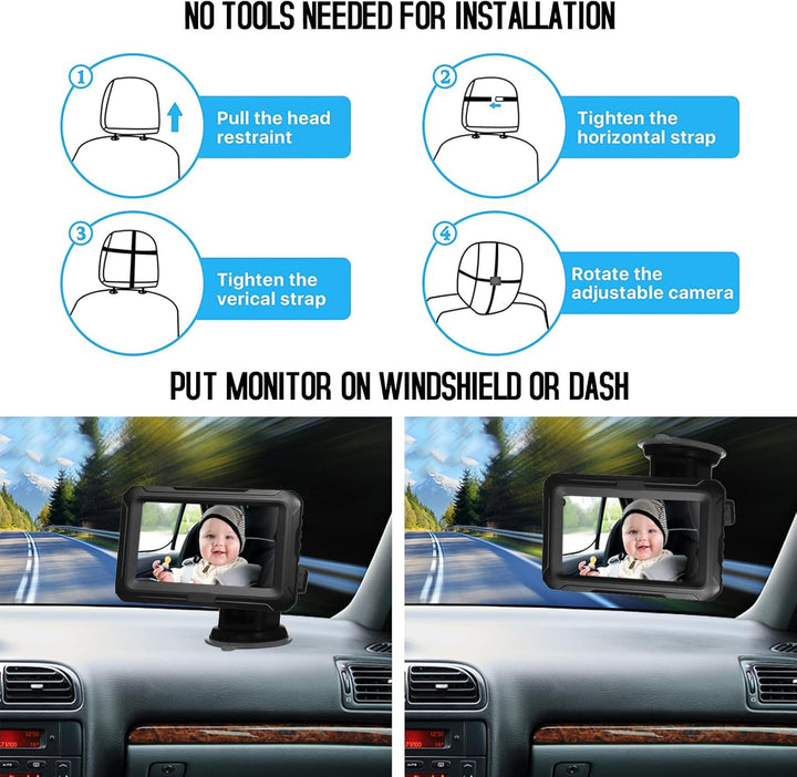 Veilig rijden met deze baby autospiegel met 1080P HD camera en scherm. Optimaliseer baby veiligheid en gemak.