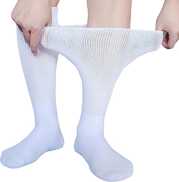 Zachte, elastische VitalSox sokken voor lymfoedeem en diabetische voeten, optimale pasvorm en drukvermindering.