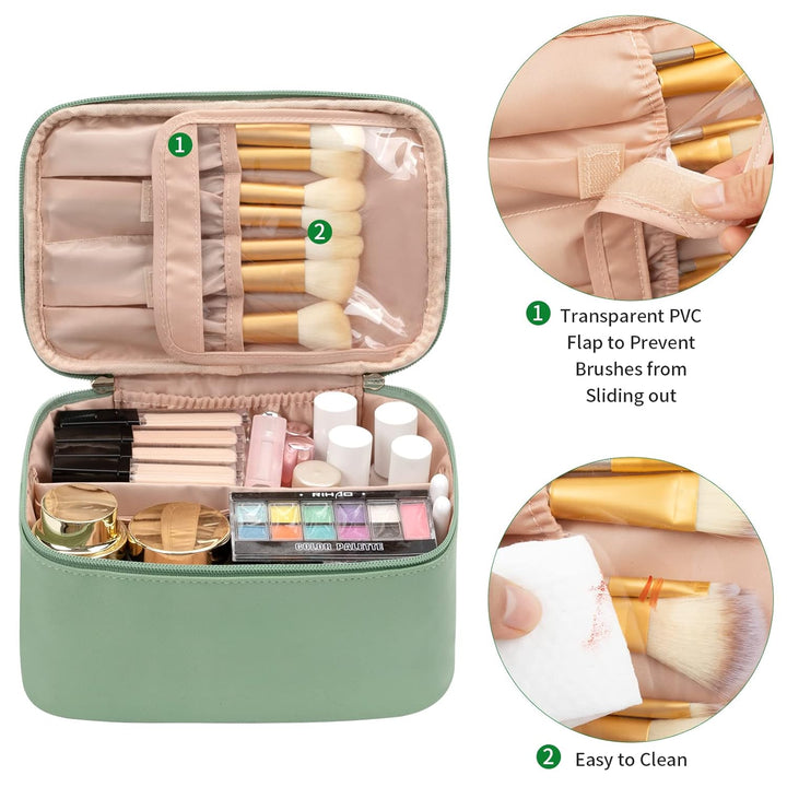 Modieuze beauty organizer voor make-up en borstels, ideaal voor elke reis.