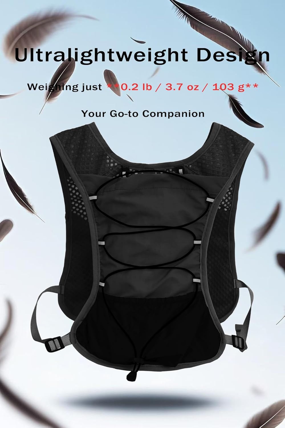 Hardloopvest met 2L waterreservoir, perfect voor lange trainingssessies in de natuur.