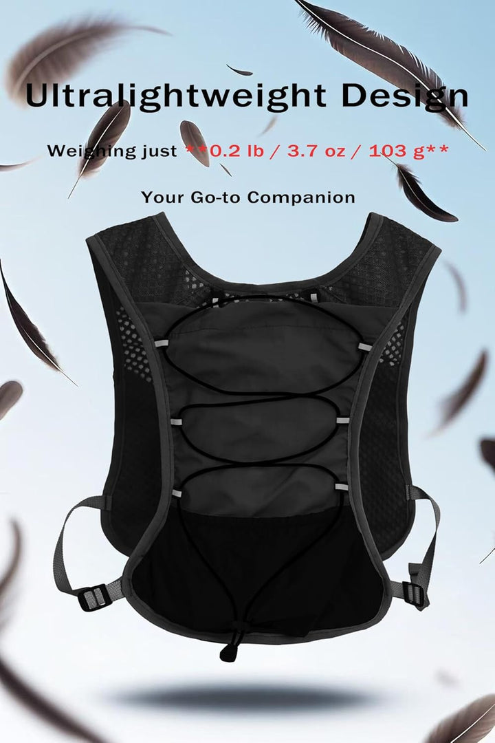 Hardloopvest met 2L waterreservoir, perfect voor lange trainingssessies in de natuur.