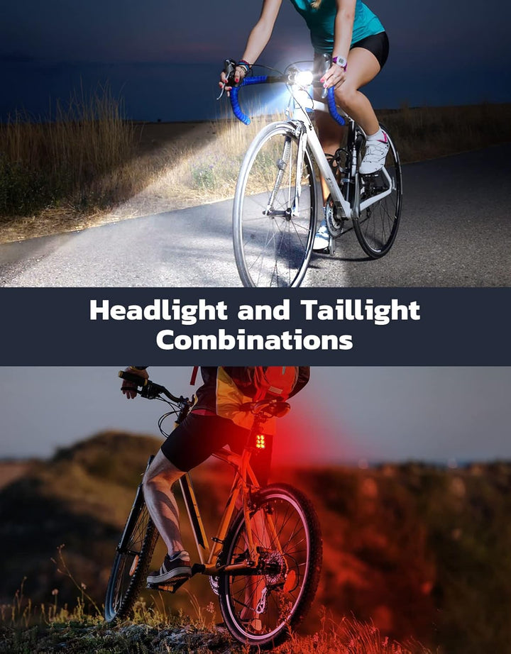 Essentiële Ultra Slim USB oplaadbare fietslampen set voor nachtfietsen. Veilige LED verlichting voor elke rit.