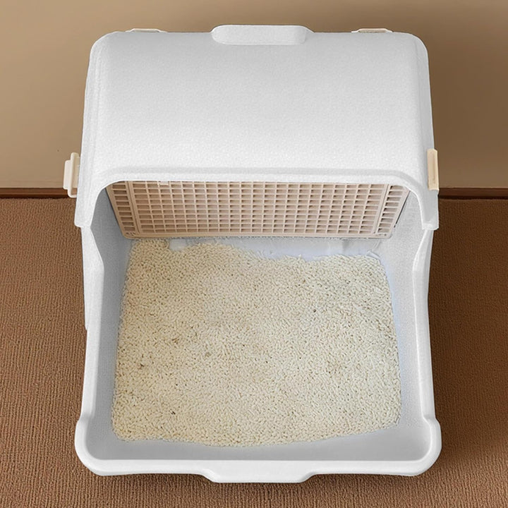 Zelfreinigende automatische kattenbak met slimme sensoren, ideaal voor een schoon huis en huisdieren.