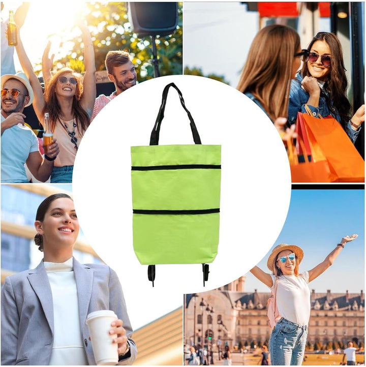 Gemakkelijke opvouwbare boodschappentas met wielen, duurzaam en perfect voor reizen.