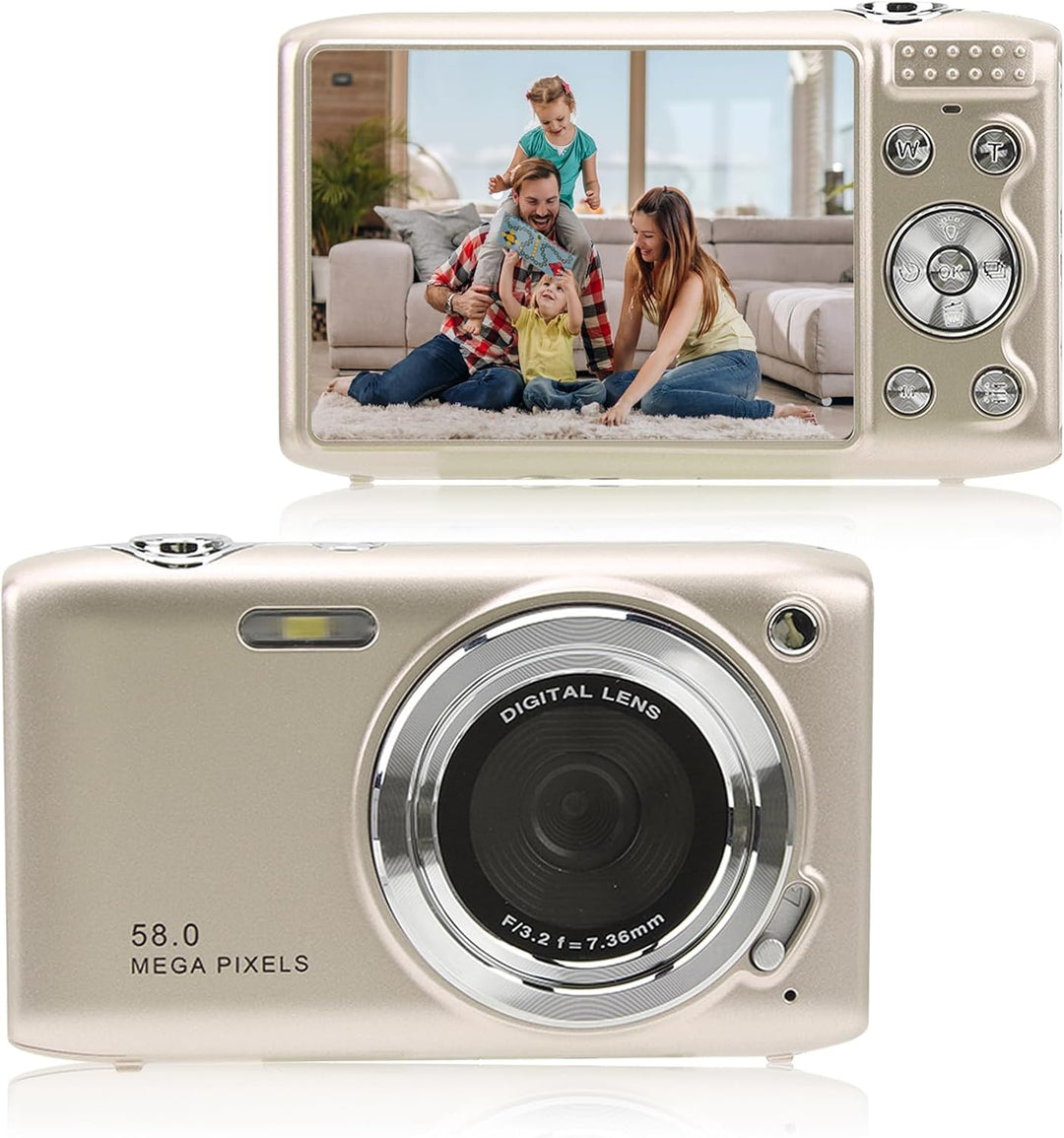 Compacte Lumora 4K digitale camera met 58MP en 16x zoom, ideaal voor starters.