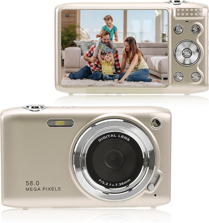 Compacte Lumora 4K digitale camera met 58MP en 16x zoom, ideaal voor starters.