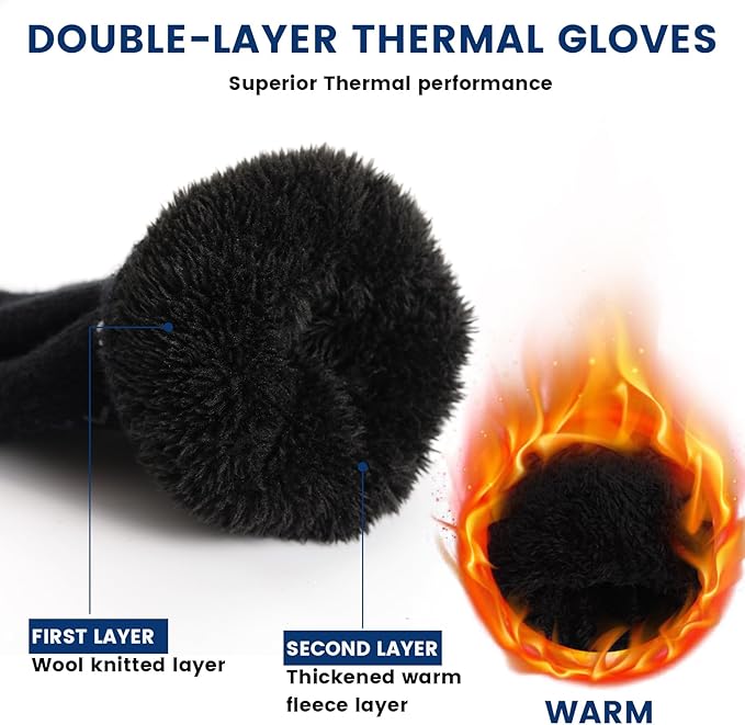 Zwarte unisex thermische touchscreen winterhandschoenen, perfect voor warme handen bij outdoor sporten.